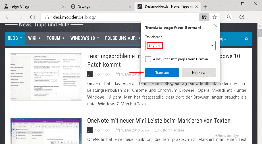 How to translate a web page in chrome, firefox and edge