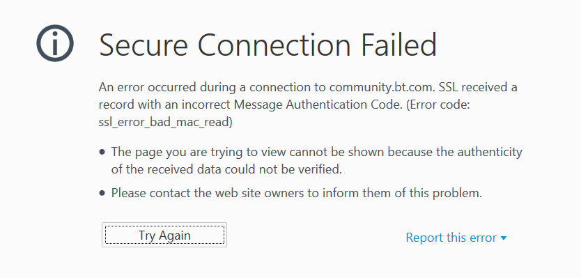 Checking if the site connection is secure. Secure connection failed.