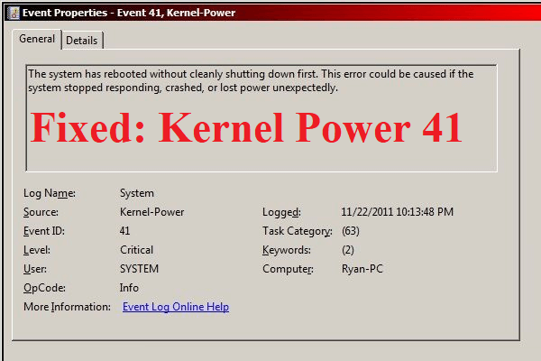 Kernel power: код события 41 категория 63 в windows 10