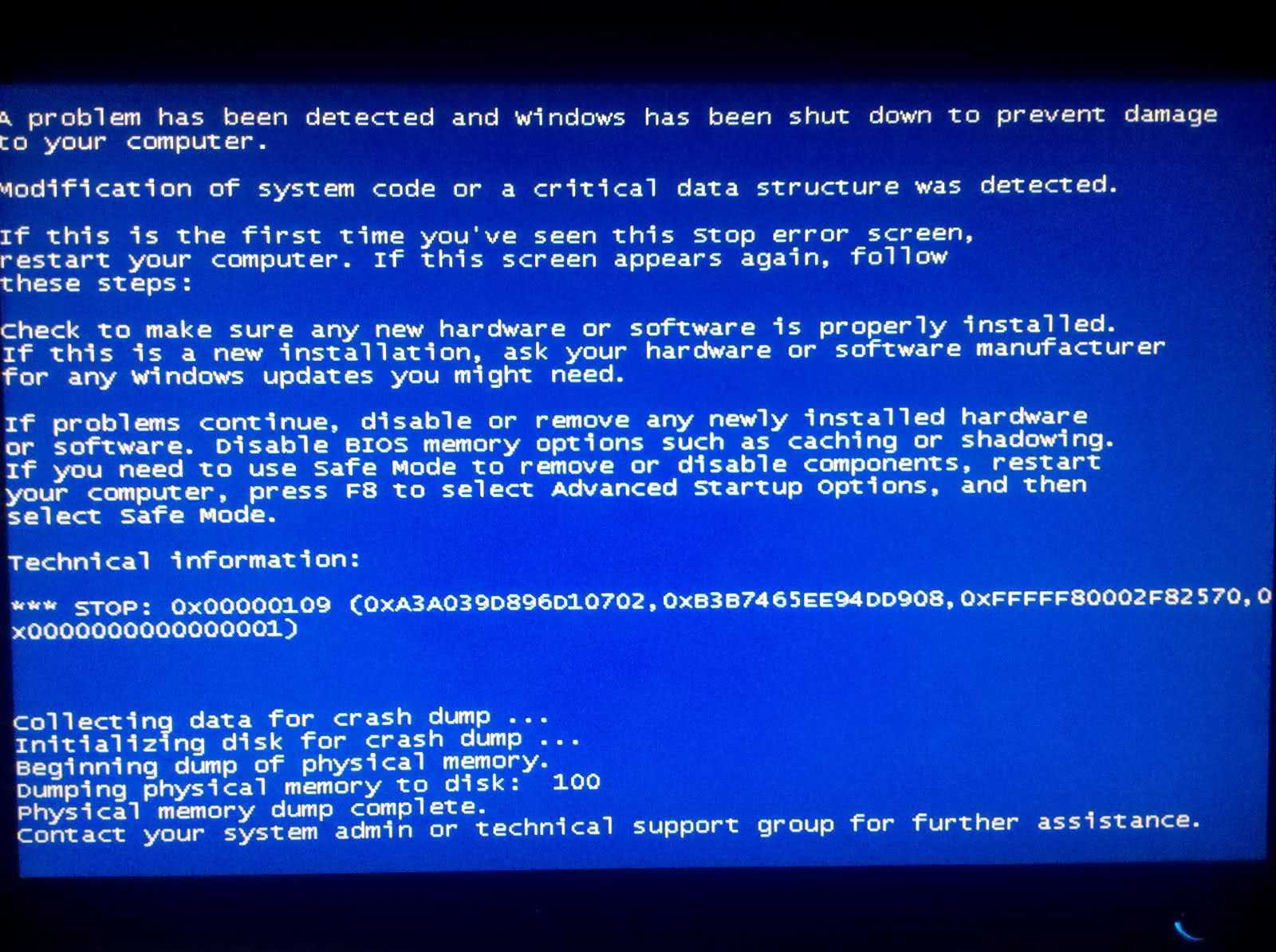 0x109 critical_structure_corruption проверки ошибок - windows drivers | microsoft learn
