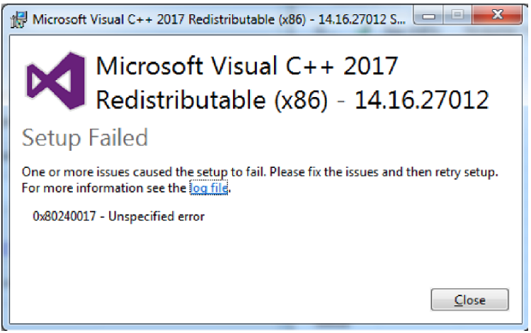0x80240017 неопознанная ошибка visual c windows 7 | твой сетевичок