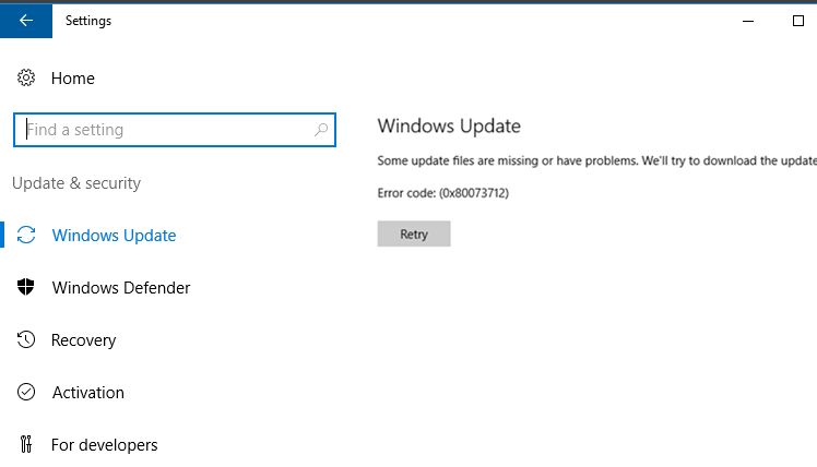 Ошибка обновления windows 10. код ошибки 0x80073712 - onlinegamenews.ru