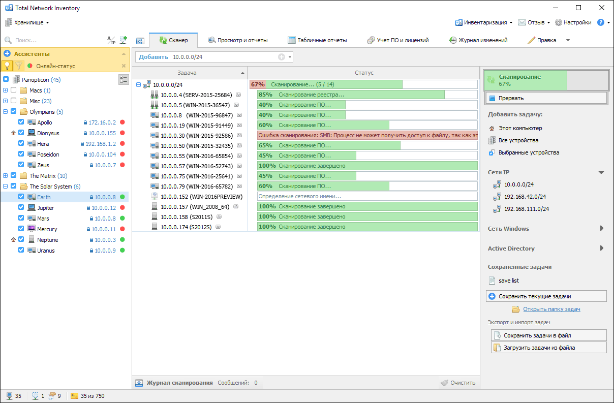 Total network inventory