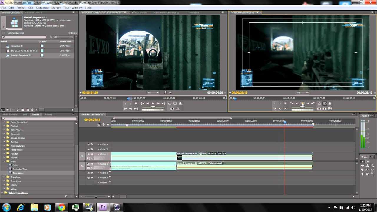 Как ускорить или сделать видео обратным с помощью adobe premiere