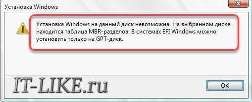 Если установка windows на данный диск невозможна. установка windows на данный диск невозможна – стиль разделов gpt