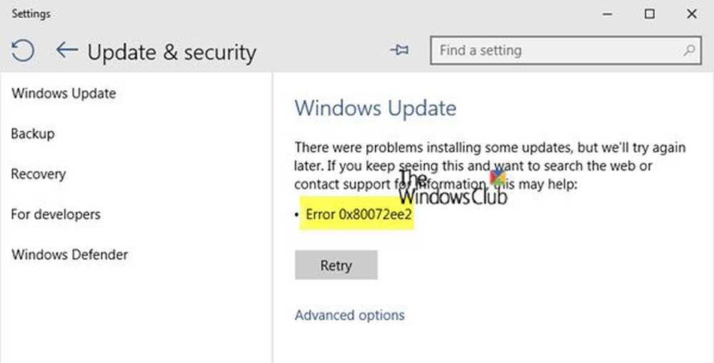 Исправить ошибку центра обновления windows 0x80072ee2
