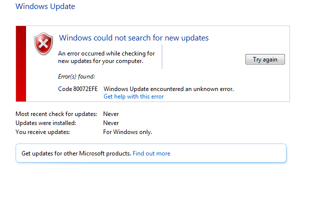 Ошибка при поиске обновлений windows 8007000e - помощник в исправлении ошибок
