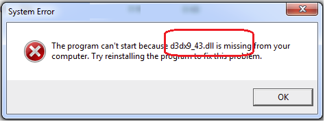 Как исправить ошибку d3dcompiler_43.dll