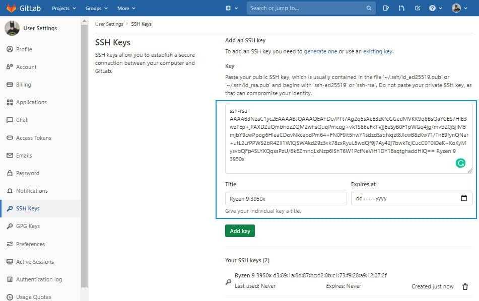 4.3 git на сервере - генерация открытого ssh ключа