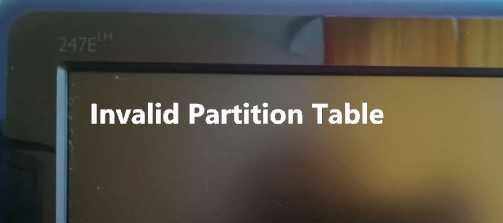 How to fix invalid partition table usb boot error