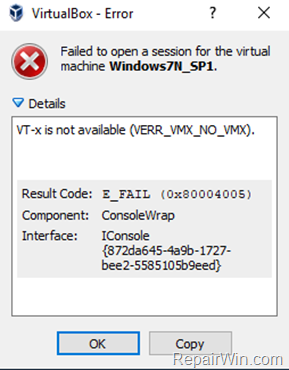 Устраняем ошибку 0x80004005 в virtualbox