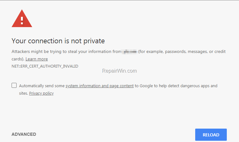 Как исправить net::err_cert_authority_invalid в google chrome?