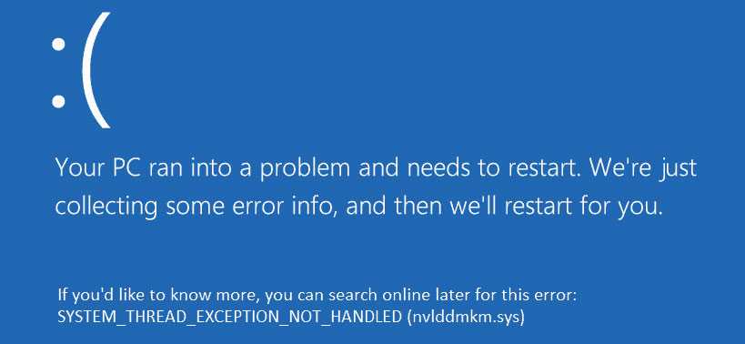 System thread exception not handled в windows – исправляем