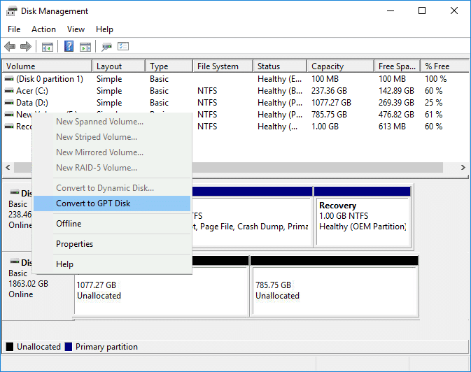 Как преобразовать разметку разделов mbr в gpt во время установки windows 7, 10