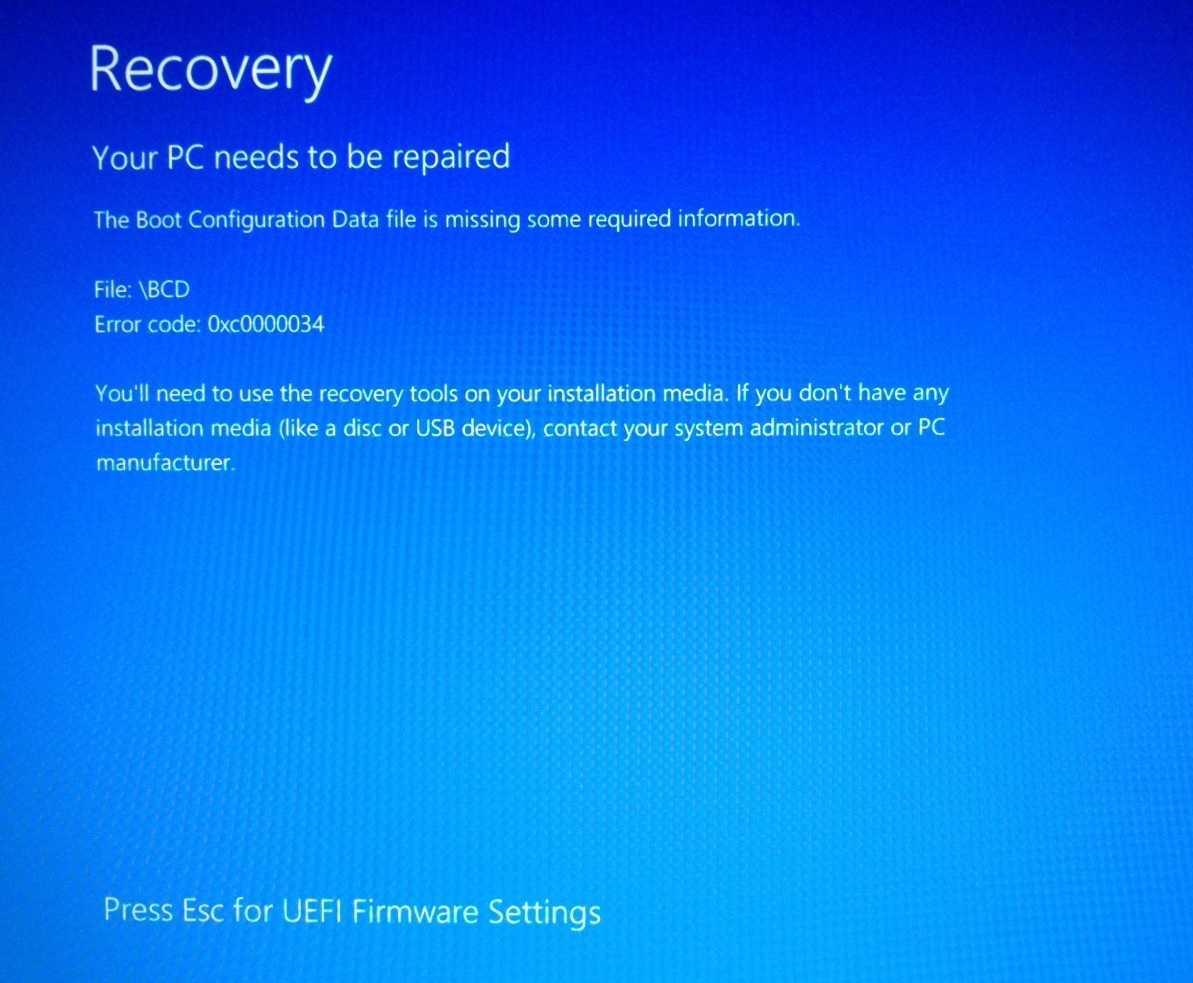 How to fix boot configuration data error code: 0xc0000185 on windows 10?