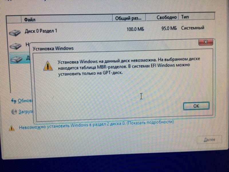 Установка windows на данный диск невозможна - что делать?