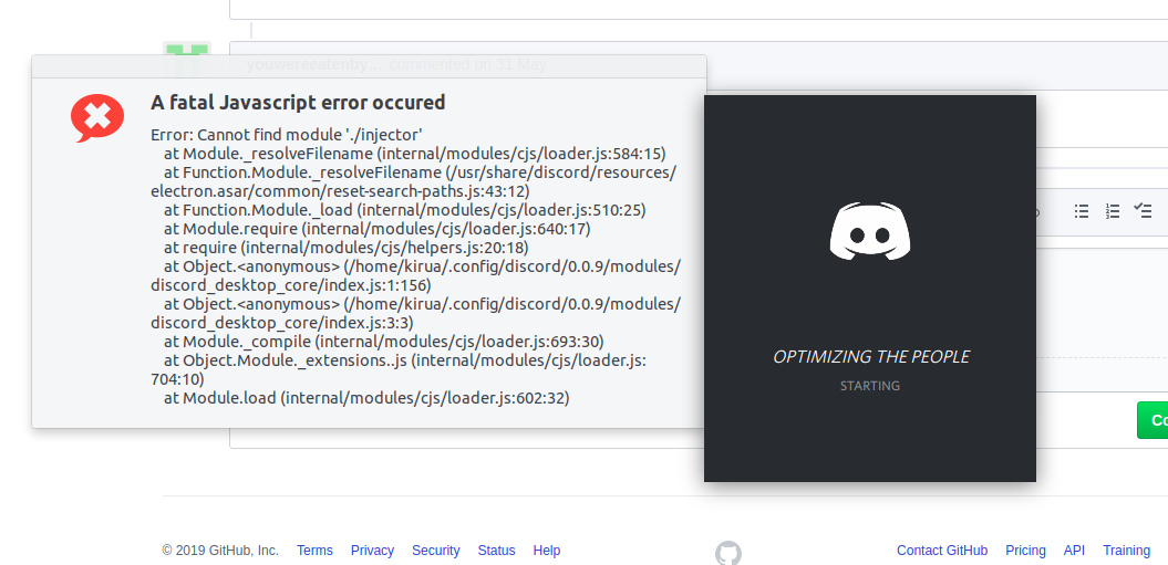 A javascript error occurred in the main process error fix