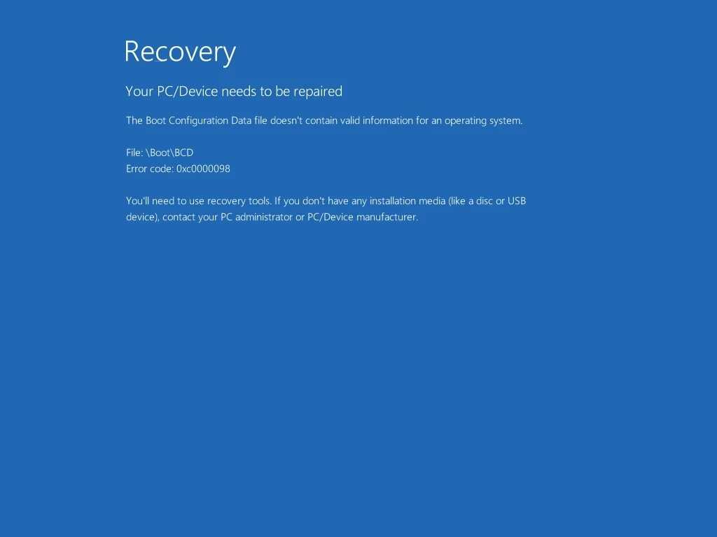 Как исправить ошибку 0xc0000098 при запуске windows 7/8/10?